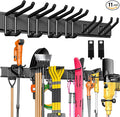 Garage Tool Organizer Wall Mount, 48" Heavy-Duty Metal Wall Organizer, 3 Rails with 6 Adjustable Hooks, Garden Storage Rack for Organization Sturdy Tool Hanging Holder for Shovel Shed Yard