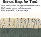 Tyenaza Bonsai Tool Roll, 10-Pocket Waterproof Canvas Bonsai Tool Case Heavy Duty Multifunctional Tool Pocket Bag Bonsai Tools Storage Bag