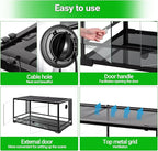 REPTI ZOO 50 Gallon Reptile Glass Tank Terrarium 2 in 1 Side Meshes and Side Glasses Double Hinge Door with Screen Ventilation Tempered Glass 36" x 18" x 17.75"