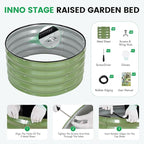INNO STAGE 3 Pcs Round Galvanized Raised Garden Bed — 2×2×1ft Planter Box Outdoor Raised Beds Kit for Gardening Vegetables, Fruits, Herbs, and Flowers, Olive Green