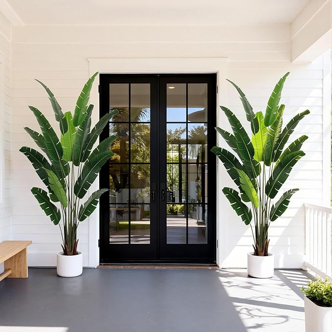 Artificial Bird of Paradise Plant 7 FT Fake Banana Leaf Plant Faux Tree Decor Large Fake Plants Realistic Indoor Outdoor Tall Floor Plant for Living Room, Office Decor