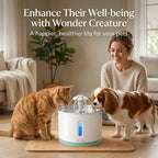 Wonder Creature Cat Water Fountain 2.4L/81oz for Multiple Cats, Stainless Steel Lid Automatic Pet Fountain with Ultra Quiet Pump, LED Light & Water Level Window