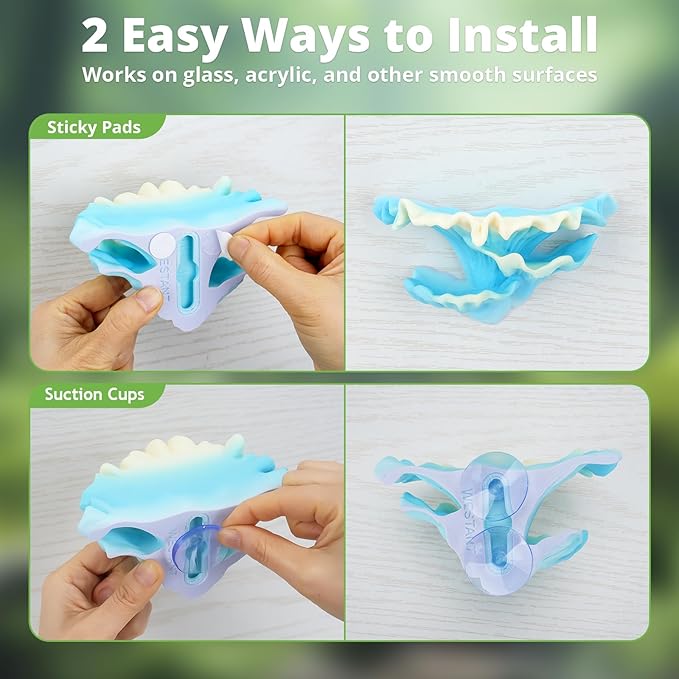 Westant Mushroom Decor for Reptile Tank, Fish Tank, Pet-Safe Bearded Dragon Tank Accessories, Realistic Terrarium Plants for Leopard Geckos, Crested Geckos, Tree Frogs, Snakes (Aurora, Shelf Cap)