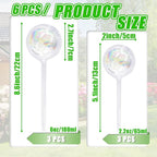 Pynqdfu 6Pcs Plant Watering Globes,Iridescent Rainbow Glass Self Watering Planter Insert,Clear Watering Bulbs for Indoor,Outdoor,Flowerpot,Hanging Plants,Home Garden(3 Large+3 Small)