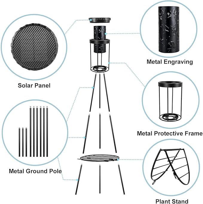 RGB Dragonfly Projection Solar Floor Lamps Outdoor,Metal Floor Light with Plant Stand,42.48" Decorative Waterproof Lighting for Garden,Patio,Porch,Yard,Deck