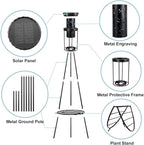 RGB Dragonfly Projection Solar Floor Lamps Outdoor,Metal Floor Light with Plant Stand,42.48" Decorative Waterproof Lighting for Garden,Patio,Porch,Yard,Deck