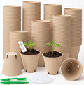 Baxrou 120 Pack 3.15 Inch Peat Pots Plant Starters for Seedling, Herb Seed Starter Pots Kits, Garden Germination Nursery Pot wit 30 Plant Labels, 2 Transplant Tools.