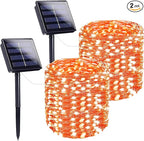 Extra-Long 144FT Solar String Lights for Outside, 2 Pack 400LED Solar Fairy Lights Outdoor Waterproof, Copper Wire with 8 Modes Solar Twinkle Lights for Tree Garden Party Xmas Wedding Decor (Orange)
