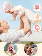 Geyoga 12 Pieces Newborn Hat Mittens Gloves Set Baby Boys Girls Cotton Baby Beanie for 0-12 Months