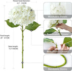 ZYTUYO 20 inches 4 Pcs Ivory White Real Touch Hydrangea Artificial Flowers Boho Lifelike Real Looking Latex Hydrangeas Flower with Long Stem for Home Decor Spring Table Centrepiece