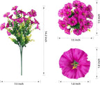 HyeFlora Artificial Flowers for Outdoors Fake Plants Outside Decoration, 12 Bundles Silk Colorful Morning Glory with Eucalyptus UV Resistant Realistic Faux Flowers for Planter Front Door Garden Yard