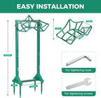Garden Hose Holder with 2 Tool Hooks, Heavy-Duty Freestanding Hose Holder Holds 160Ft Hoses, Rustproof Freestanding Hose Stand with 4 Spikes Water Hose Hanger Storage Reel Rack for Outside, Yard, Lawn