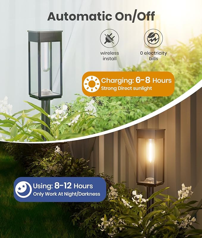 ALFIOT Solar Pathway Lights Outdoor, 12 Pack Bright Solar Lights Outdoor, Auto On/Off, IP65 Waterproof Landscape Lighting for Yard Patio Walkway Driveway Pathway (Warm White)