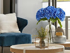 ZYTUYO 3 PCS Dark Blue Hydrangea Real Touch Artificial Flowers 21'' Latex Large Hydrangea with Long Stems for Wedding Table Centerpieces Indoor Kitchen Spring Home Decor Outdoor Porch