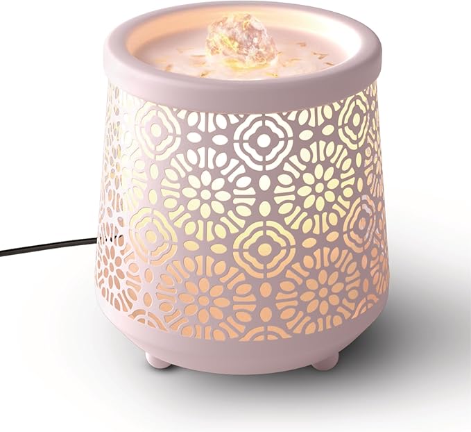 Homedics Indoor Relaxation Fountain with Light & Natural Sound, Tabletop Water Fountain for Home or Office, Small Indoor Water Fountain with Quiet Pump, Soothing Zen Desktop Decor (Pink)