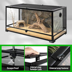 REPTI ZOO 50 Gallon Reptile Glass Tank Terrarium 2 in 1 Side Meshes and Side Glasses Double Hinge Door with Screen Ventilation Tempered Glass 36" x 18" x 17.75"