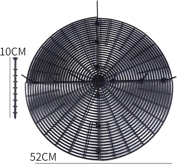 Plant Pot Grids 4PCS Plant Pot Soil Guard with Nails Grid Flower Cover Baby Safety Mouse Protector Repel Cats(Black Round 52cm)