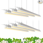 Barrina T8 Grow Light, 252W(6 x 42W, 1400W Equivalent), Full Spectrum, LED Grow Light Strips, T8 Integrated Growing Lamp Fixture, Grow Shop Light, with ON/Off Switch, 4FT 6 Packs, Yellow