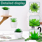 6pcs Mini Succulents Plants Artificial Indoor Decor Fake Succulent in Pots Small Faux Plastic Plant Greenery Modern Ornament for Office Desk Home Bedroom Windowsill Decoration