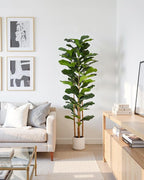 Fiddle Leaf Fig Tree, 6FT Faux Trees Indoor,Tall FakeTree with Decorative planters,Natural Wood Trunk & Realistic Fiddle Leaf, Artificial Plants for Home Office, Living Room, Outdoor