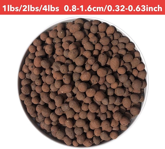 7Lbs Leca Expanded Clay Pebbles, 8-16mm Expanded Clay Aggregate, Natural Clay Pebbles for Hydroponic & Aquaponics Growing, Orchid Potting Mix, Hydroponics Supplies for Indoor Garden Plants
