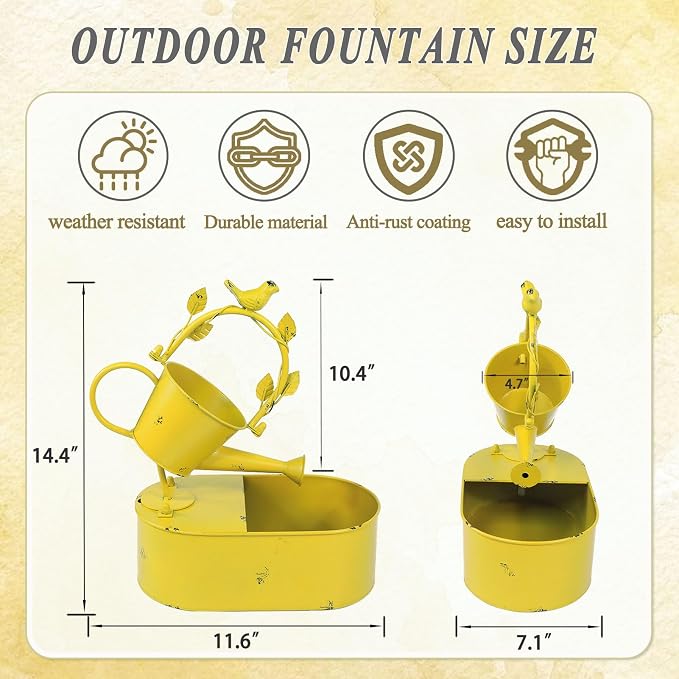 Metal Solar Water Fountain with Backup Battery,Outdoor Bird Bath Fountain,Solar Fountain Bird Bath for Garden, Patio & Yard Decor,Solar Powered Water Fountain Working at Night for at Least 6 Hours