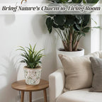 Beeveer Farmhouse Ceramic Planter 5.5 Inch Large Plants Pot Ice Crack Beige Green Floral Vines Plant Pots with Drainage Hole Indoor Plants Kitchen Rustic Antique Decor Gift