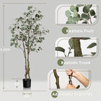 Faux Eucalyptus Tree 6ft(72in) Tall Artificial Plant Indoor Decor Handmade Natural Fake Eucalyptus Tree for Wedding Realistic Lifelike Leaves in Pot for Home Living Room,Office,Outdoor Decor.