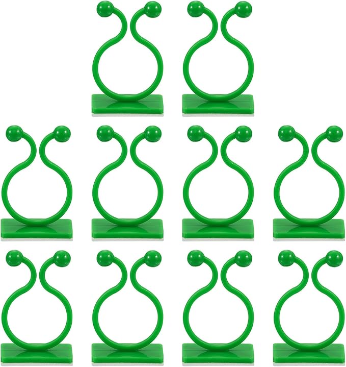uxcell 100Pcs Plant Climbing Wall Fixture Clips, Plant Fixer Self-Adhesive Hooks Wire Fixing Supporting for Indoor Outdoor Decoration and Cable Wire Fixing (Green, 19mm/0.75")