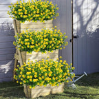 Grunyia 10 Bundles Artificial Fake Flowers, Faux Outdoor Plastic Plants UV Resistant Shrubs Outside Indoor Decorations (Yellow-Eucalyptus)