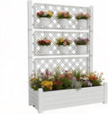 5' Tall Raised Garden Bed with Trellis, Self Watering Planter Box for Outdoor Climbing Plants Resin Garden Lattice for Vegetables, Flowers, Tomato & Vine with Drainage Holes (Ashen, 1 PC)