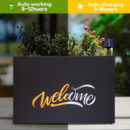 Metal LED Planter Box Rectangular Block - Galvanized Steel Long Planters Box with Solar Light Outdoor All-Weather Use with Drainage Holes for Cafe Bar Mall Store Patio/Porch/Entrance, 35.5×24×12IN