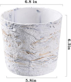 Ekirlin 7 Inch Natural Ore Textures Plant Pot, Resin Outdoor Planters with Drainage Hole, Removable Rubber Stopper and Non-Slip Soft Pad,Weatherproof Decorative Pot for Indoor/Garden Plants