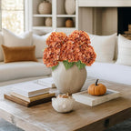Coferset Fall Orange Hydrangea Artificial Flowers 3pcs Lifelike Faux Hydrangea Real Touch Fake Flowers for Home Wedding Christmas Office Party Living Room Decoration,22inch