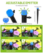 HIRALIY 50ft Drip Irrigation Kit Plant Watering System 8x5mm Blank Distribution Tubing DIY Automatic Irrigation Equipment Set for Garden Greenhouse Flower Bed Patio Lawn