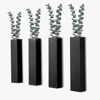 Wall Planters for Indoor Plants, Set of 4 Black Modern Farmhouse Wood Wall Decor for Indoor Plants, Hanging Planter for Living Room, Bathroom Wall Decor, Dried Flowers and Faux Greenery