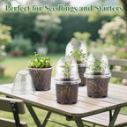 RooTrimmer 60 Pack Clear Nursery Pots with Humidity Domes, 4 Inch Plastic Plant Pots with Drainage Holes for Seedlings, Transparent Seed Starting Pot for Cuttings Propagation Indoor Gardening