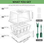 YAUNGEL Seed Starting Trays, 10 Pack 120 Cells Thicken Seed Starter Tray Kit with Humidity Dome/Heightened Lids Durable Growing Trays for Greenhouse & Gardens, White