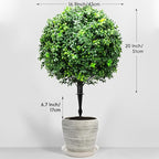 26-Inch Artificial Topiary Boxwood Ball Trees (Set of Two) – Lifelike, UV-Resistant Decor for Indoor & Outdoor Use – Enhance Your Space with Vibrant Greenery