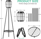 VISFLAIR 2 Pack Solar Lights with Plant Stand, Outdoor Floor Lamps, Waterproof Solar Powered Floor Lamps for Patio Deck Porch Yard Garden Decor