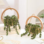 Artificial Hanging Plants Hanging Planter Fake Succulents Artificial String of Pearls with Pot and Lanyard for Home Office Wall Decoration