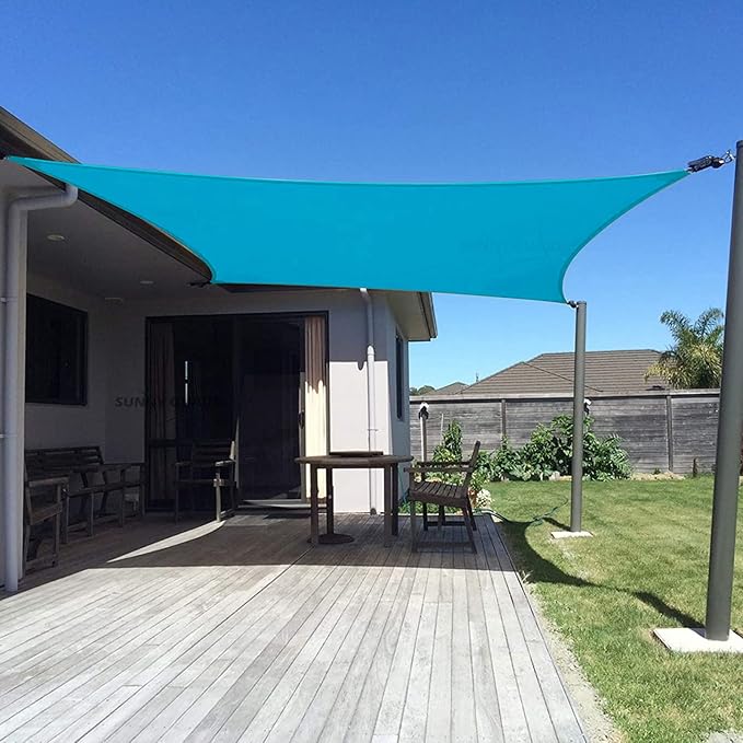 SUNNY GUARD Sun Shade Sail 16' x 20' Rectangle Turquoise Blue UV Block Sunshade for Backyard Yard Deck Patio Garden Outdoor Activities and Facility(We Make Custom Size)