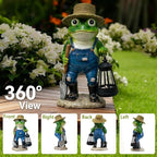 11'' Solar Frog Garden Decor Outdoor Statue with Lantern Gift Idea Light Decorations for Yard Garden Patio Mom Gift