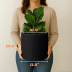 Fox & Fern Large 12 Inch Black Plant Pot — Premium Lightweight Fiberstone Matte Black Planter w Drainage Plug, Large Indoor & Outdoor Planter; 12 Inch Pots for Plants, Weather Resistant & UV Resistant