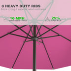 AreShark 12 FT Patio Umbrella for Outdoor, Outdoor Table Umbrella, Outdoor Patio Umbrellas with 8 Sturdy Ribs, Patio Umbrellas for Market, Garden, Deck, Backyard, Pool (Rose Pink)