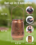2 Pack Butterfly Solar Lanterns Outdoor Waterproof, Garden Decor Birthday Gifts for Women Mom Grandma Sister, Metal Hanging Solar Lights Outside Decorative for Backyard Patio Lawn Pathway Landscape