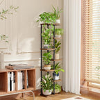 Bamworld Tall Plant Stand Indoor, 7 Tier Plant Shelf for Multiple Plants, Tiered Flower Pot Stands for Patio Garden Balcony Living Room Bedroom, Brown