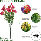 CEWOR 12 Bundles Artificial Flowers for Outdoor Indoor, Fake Silk Daisy with Eucalyptus Leaves, Faux Flower for Garden Front Door Porch Planter Patio Home Decor (Mix Red Purple Yellow Fuchsia)