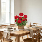 Briful Artificial Geraniums Flowers in Square Wooden Box, Faux Red Silk Geranium Potted Plant, 15.7" Fake Floral Arrangement for Rustic Farmhouse Home Kitchen Table Centerpiece Patio Décor