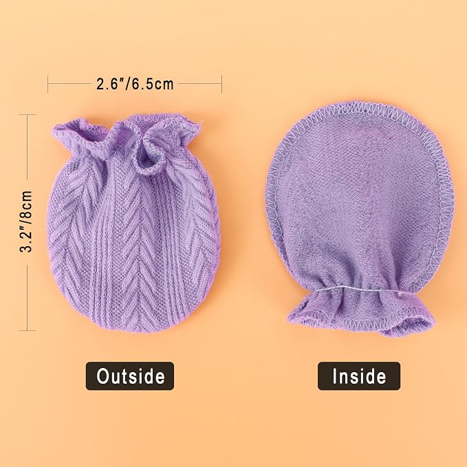 BQUBO Baby Turban Hats and Mittens Set Newborn Infant Hospital Hats Caps with Bows for Baby Boys Girls 0-12 Months